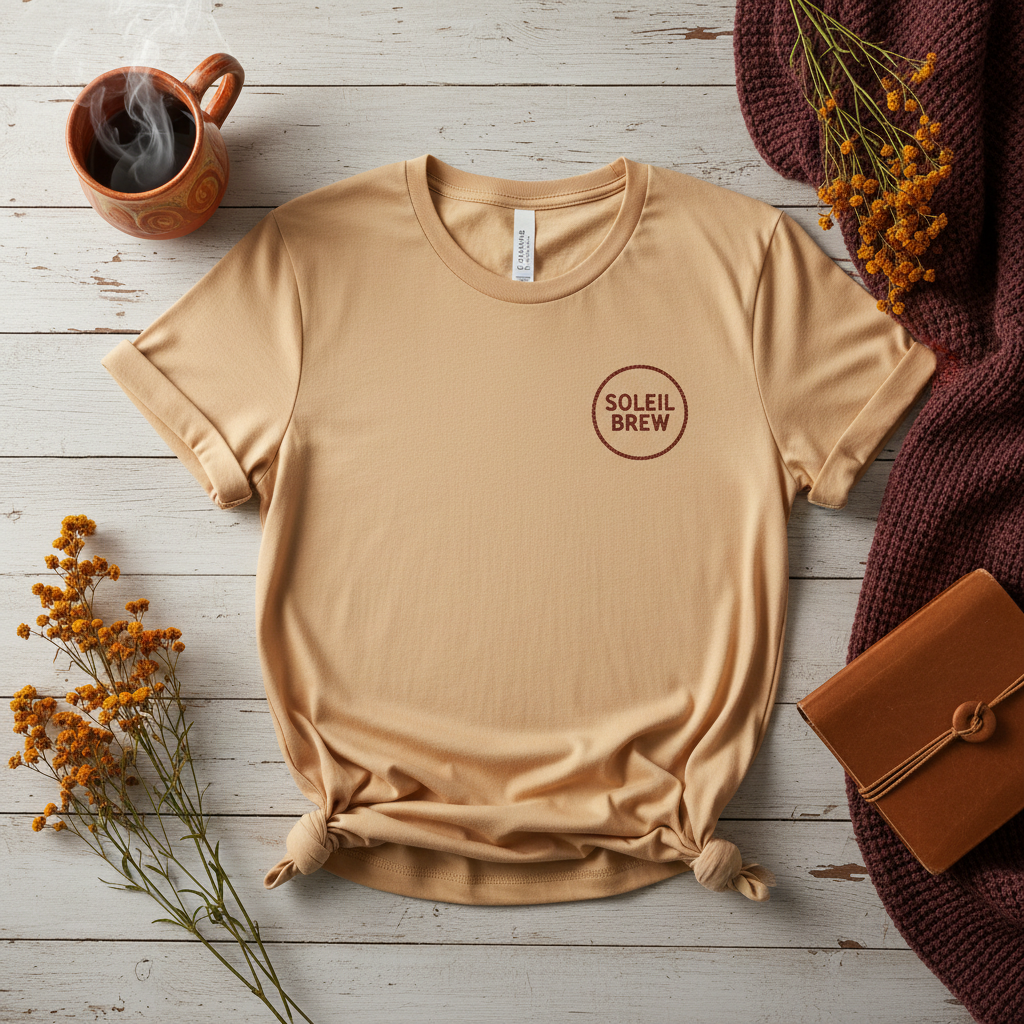 Soleil Brew Classic Tee - cozy fall lifestyle shot
